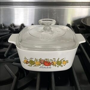 Vintage Corning Ware Spice of Life Casserole Dish with glass lid